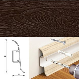 Напольный плинтус Идеал Классик К-П85, 303 Венге темный 85мм/22мм, 1 м.п.